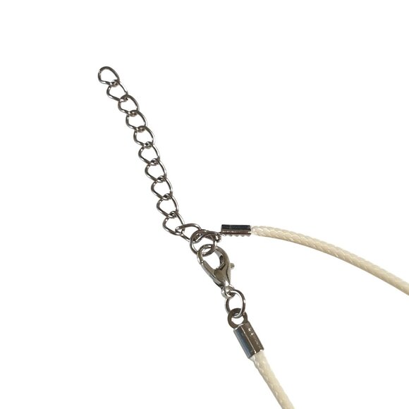 Natural Jasper Stone Pendant Necklace Adjustable Leather Cream Cord Beach Core - Picture 6 of 6